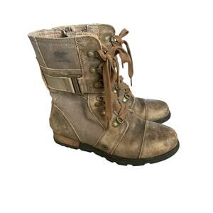 Sorel Major Carly combat boots women’s size 7 brown leather boho grunge